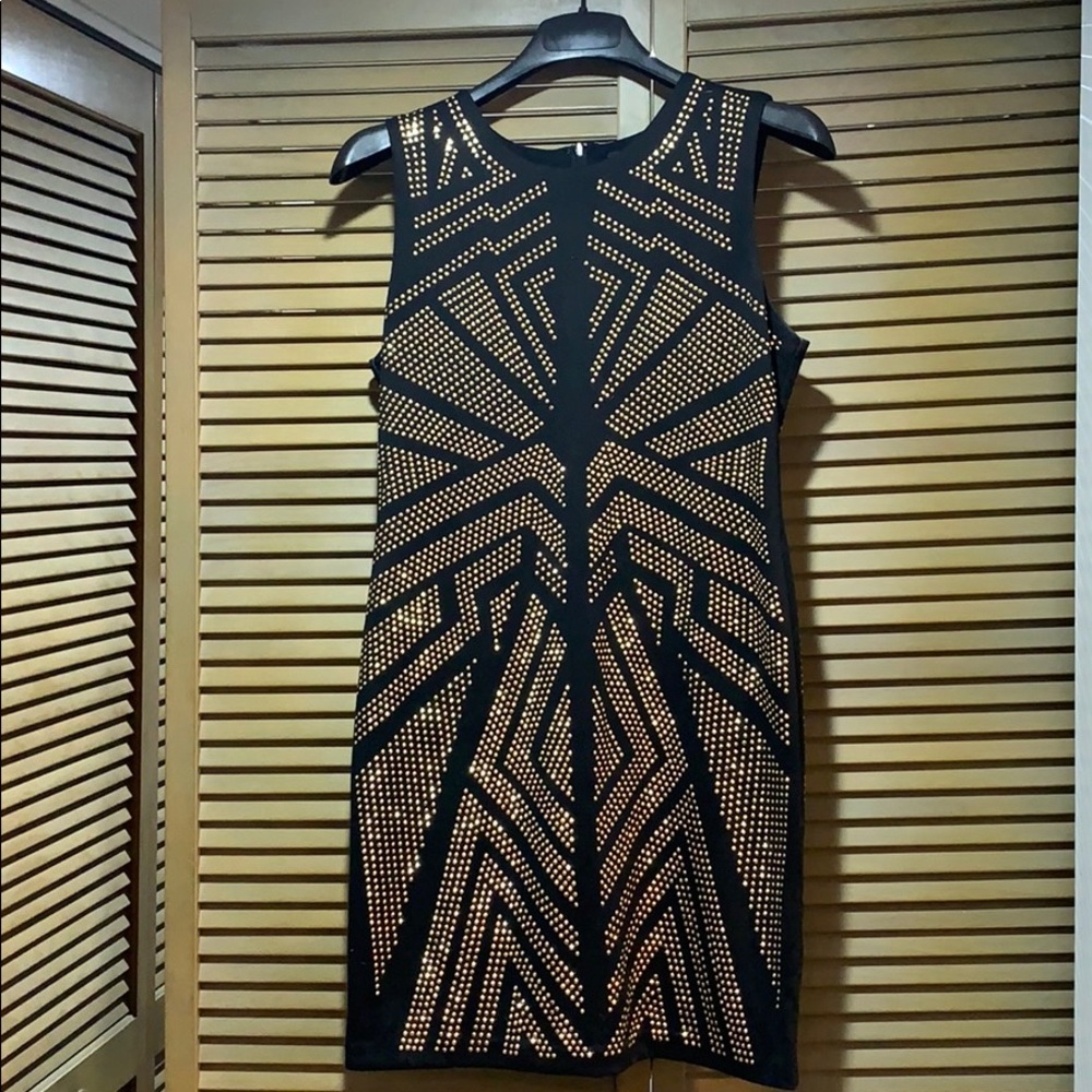 GREYLIN Black dress with gold pattern